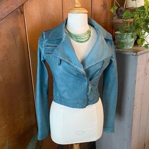 Cropped Moto Jacket Vegan Leather